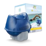 @ease® for Swim Spas system shown with product box — easy, self-regulating sanitizer for crystal clear swim spa water.