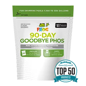 FROG® 90-Day Goodbye Phos™ pool treatment — removes phosphates for clear, sparkling water.