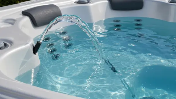 Crystal-clear hot tub with sparkling water — clean, balanced, and inviting spa.